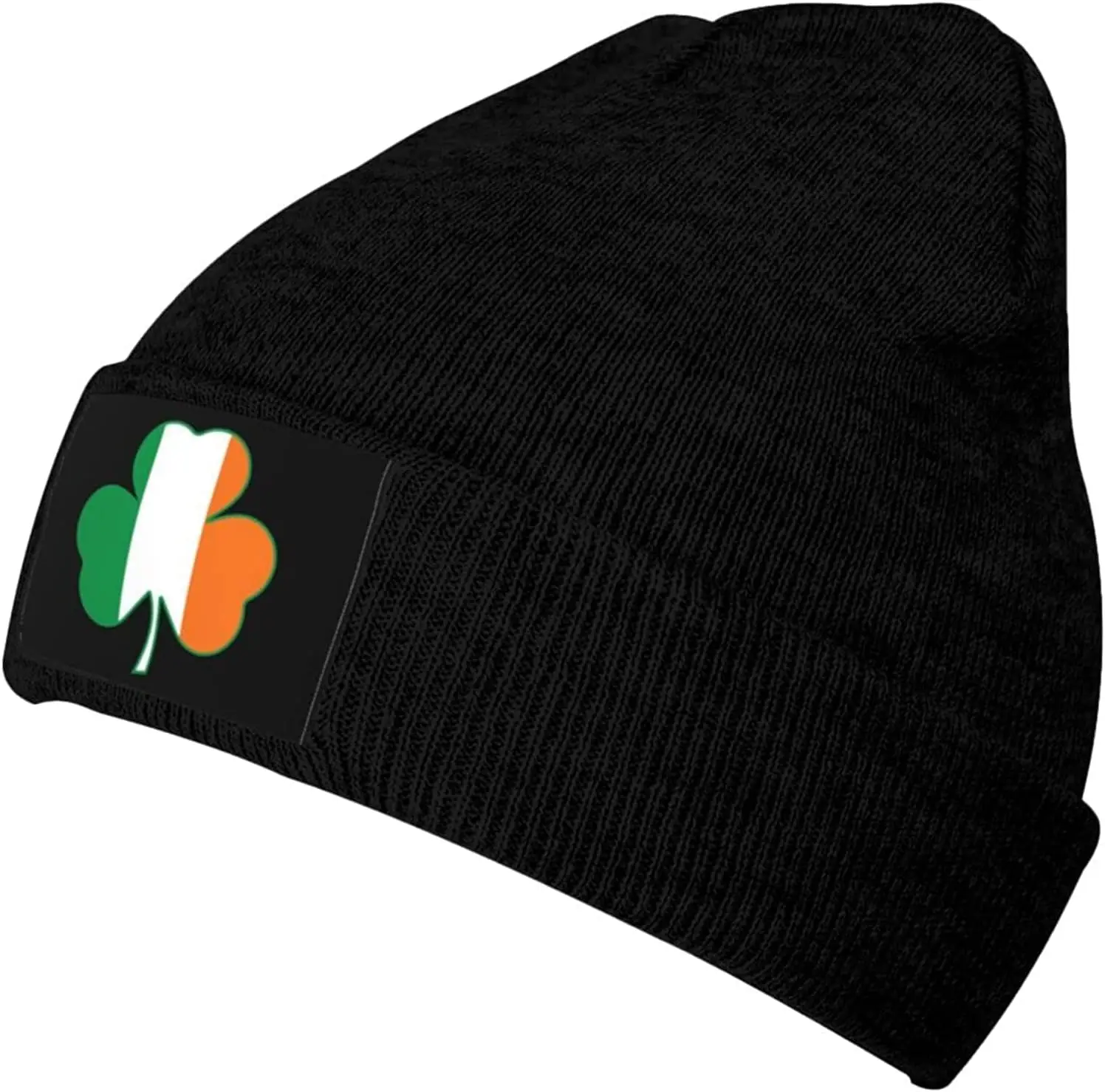 Irish Flag Ireland Clover Knit Beanie Hat Knit Cuffed Skull Cap Winter Warm Knit Ribbed Cap for Men Women