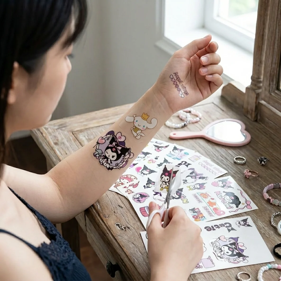5/10 Sanrio Temporary Tattoo Stickers, Office Stickers, Children's Stickers, Cartoon Waterproof Stickers, The Best Gift.