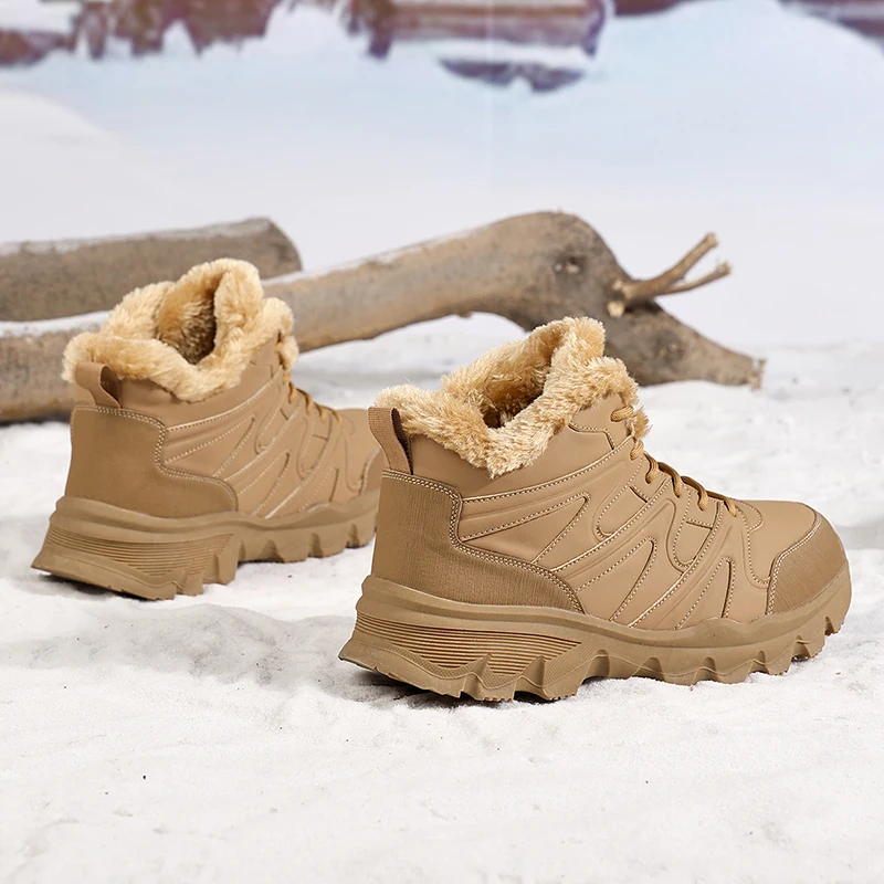 Outdoor Hiking Boots for Platform Snow Shoes Plush Keep Warm Men Boots Winter Ankle Comfortable Walking Shoes