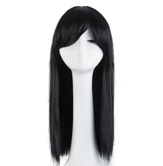 Perruque Synthétique Lisse Moyenne Rose pour Femme, Cheveux Cosplay, Gelcarnaval, ixd'Halloween, Noir, 50 cm de Long