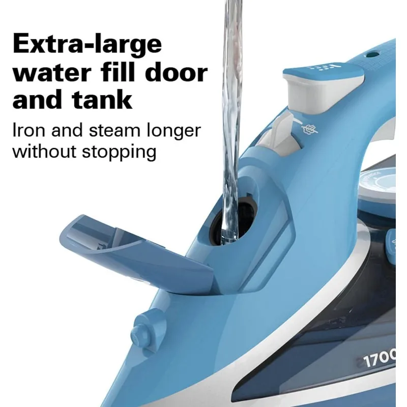 Steam Iron Steamer with Durable Stainless Steel Soleplate, Ultra-Fast Heat, 8’ Retractable Cord, Auto Shutoff, 350 ml Water Tank