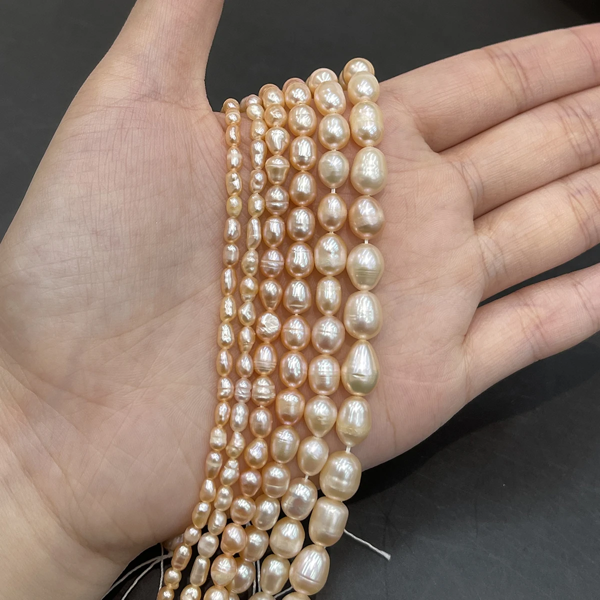3-7mm Natural Freshwater Orange Pearl Beads Rice Pearl Loose Spacer Beaded for Women Making DIY Jewelry Necklace Bracelet
