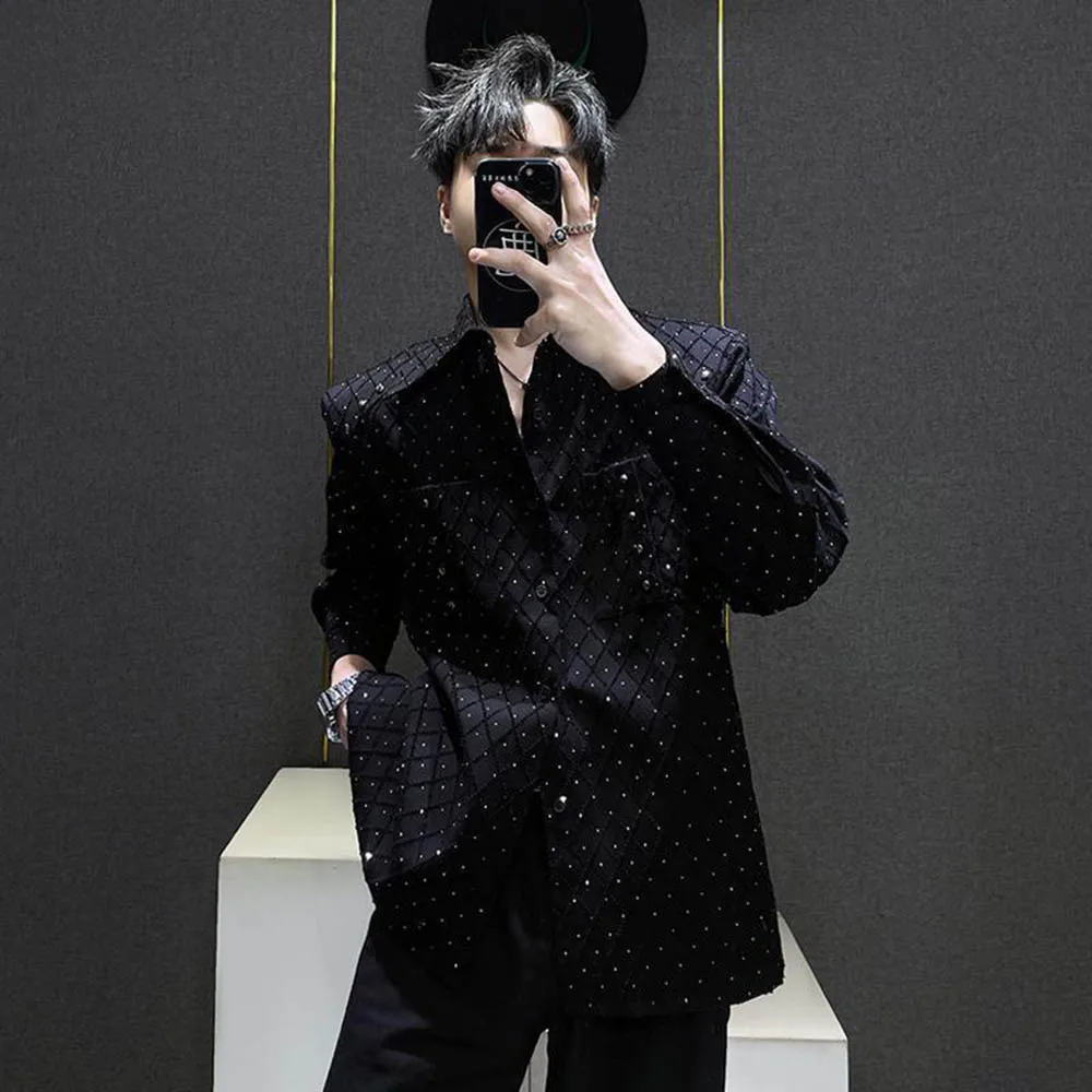 

Осенняя новая мужская однотонная рубашка с длинными рукавами в американском стиле ретро, модные тенденции, свободные повседневные нишевые мужские топы High Street, 2025 г.