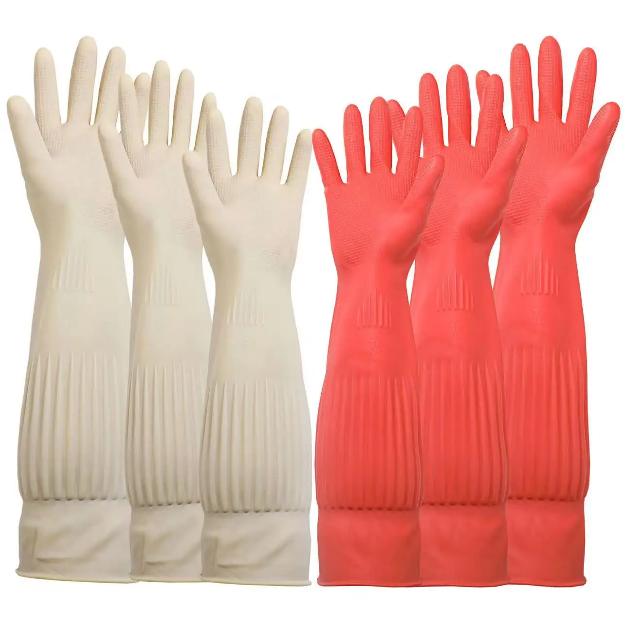 38/45/56cm Kitchen Gloves Dish Washing Waterproof Non-slip Long Sleeve Latex Cleaning Gloves Household Rubber Gloves Accessories