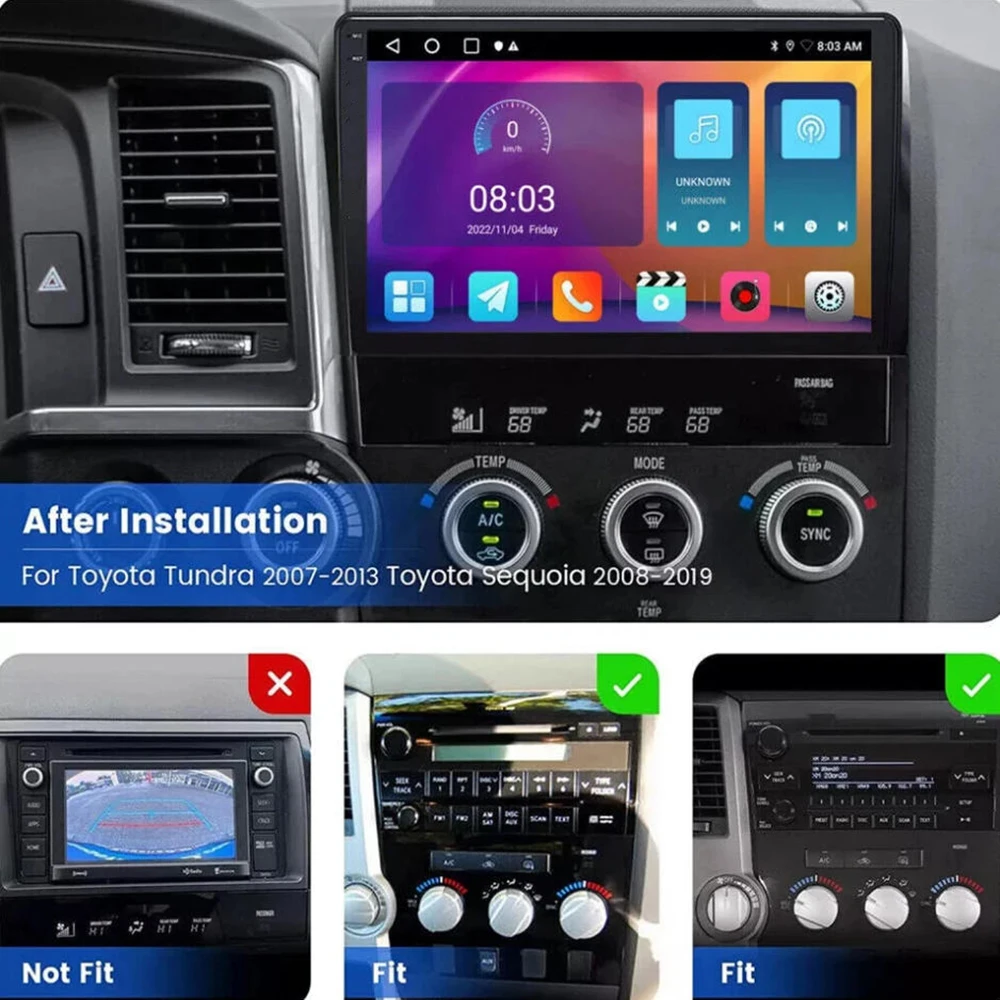 10'' For toyota Tundra 2007-2013  Car Radio Stereo Wireless Apple Carplay Android 15 Auto GPS Camera Google Map Head Unit WIFI