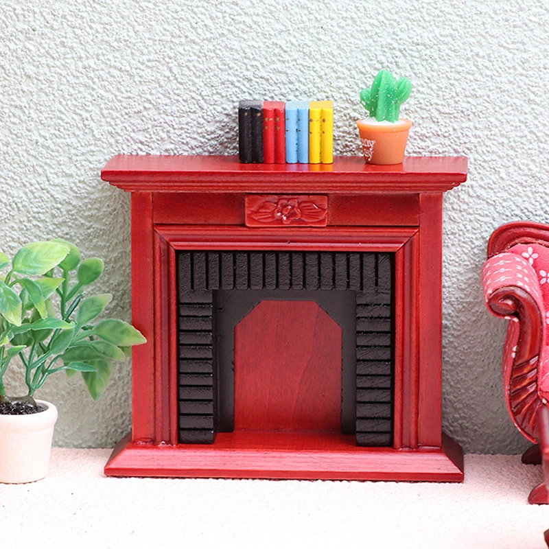 1:6 1:12 domek dla lalek Mini kominek dekoracyjny lalka Model domek z drewna kominek Mini domek meble w stylu europejskim — zdjęcie 5