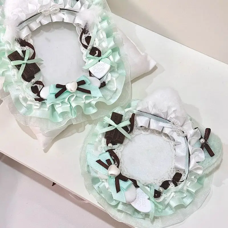 Cute Rabbit Ears Lace Ribbon Badge Holder Itabag Decoration Fill Badge Holder Handmade Badge Rosette Suit for 58-75mm