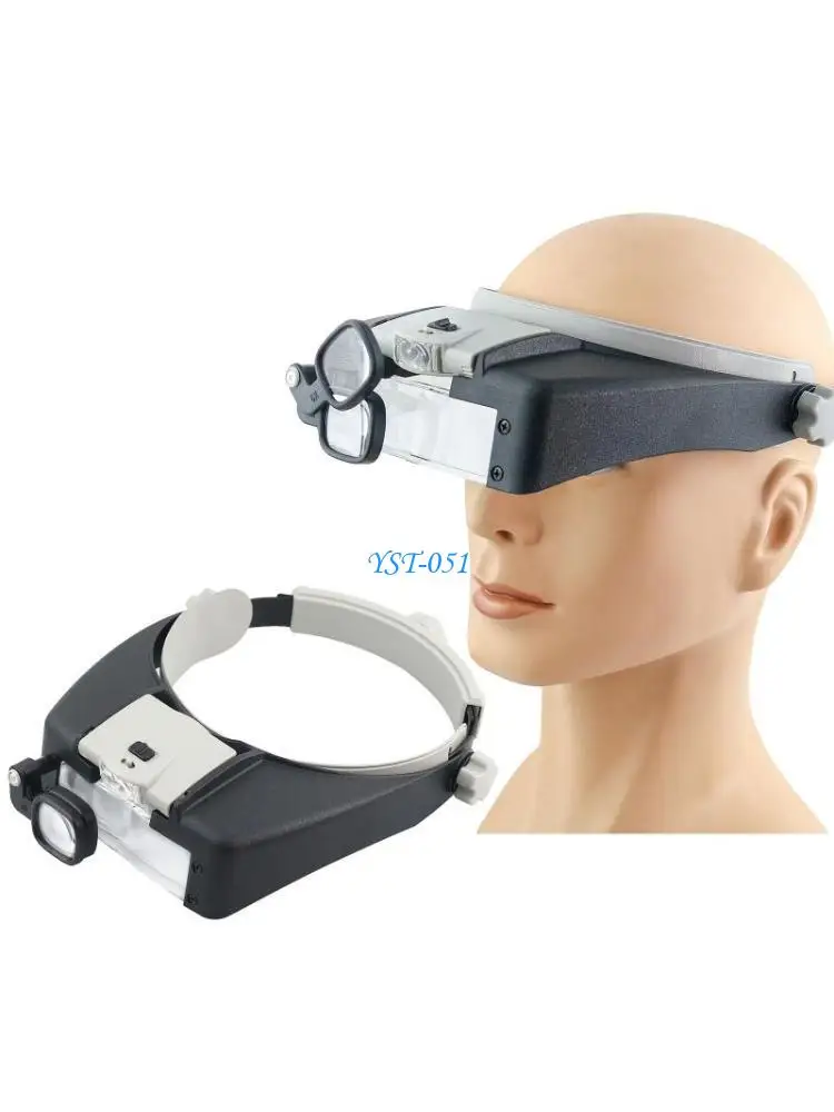 

E15A LED Head Magnifier,Hands Headband Glasses with 2 Led,Professional Jeweler Loupe