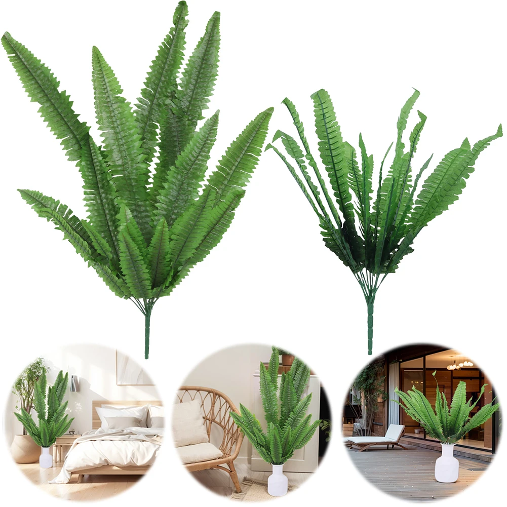 

47/90cm Outdoor Faux Ferns UV Resistant Lifelike Artificial Boston Fern Large Artificial Ferns Artificial Plants Outdoor Decor