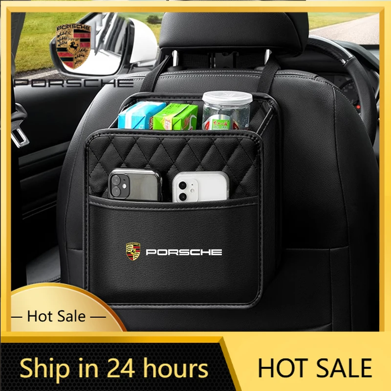 

Car Sticker For Porsche Car Backseat Storage Box Seat Back Organizer Storage Bag Rear For Porsche Cayenne Panamera Macan 911 Tay