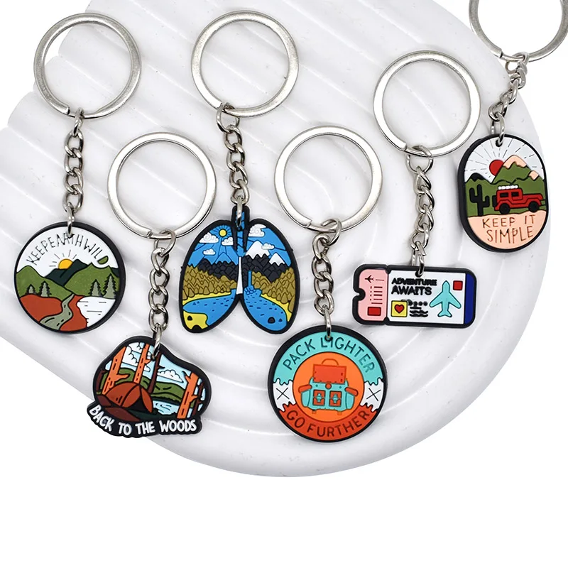 1PCS PVC Keychain Outdoor Environment Key Rings Outdoor Environment Key Holders Fit Adult Car Keys Gift Trinkets