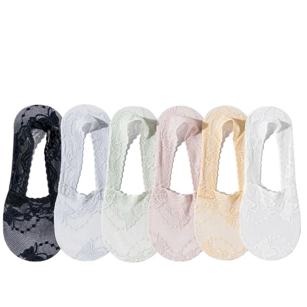 

Butterfly Lace Socks Breathable Cotton bottom Low Ankle Mesh Boat Socks Transparent Anti-slip Women Hosiery Sports