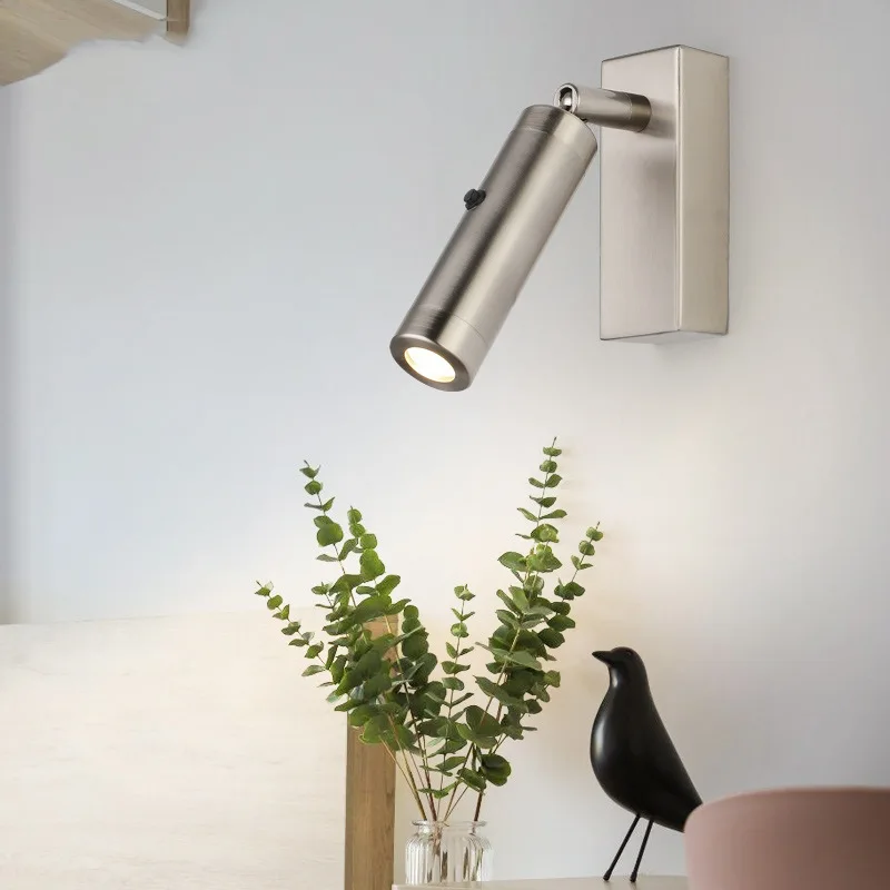 Nordic Reading LED Wall Sconce Corridor Bedroom Hotel Night Book Lights With Switch Adjustable Rotary Wall Lamp Back Spotlight