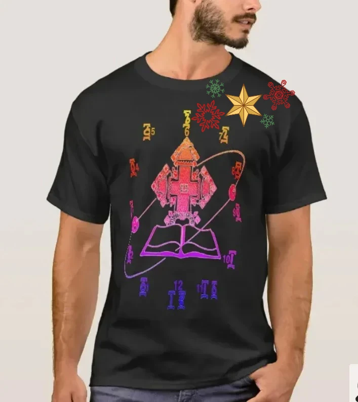 Traditional Ethiopian Time Clock Design T-Shirt 100% Cotton O-Neck Summer Short Sleeve Casual Mens T-shirt Size S-3XL