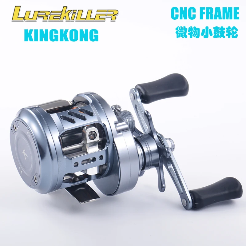 Lurekiller Micro Overhead Baitcasting Reel Trout Reel CNC body Shallow Spool Gear Ratio 7.3:1 11+1BB 210G 4KGS Drag pe 0.8-100m