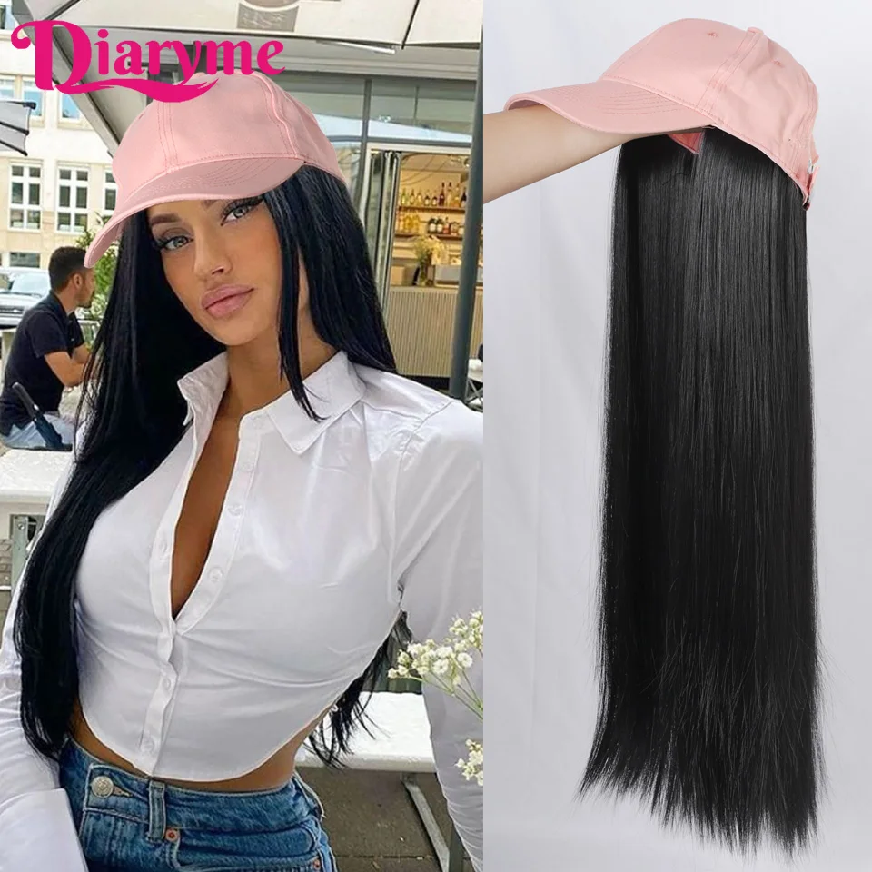 Wig sintetis dengan topi Wig panjang lurus Wig penutup rambut Wig untuk wanita Wig pirang Wig pengganti rambut sintetis untuk wanita