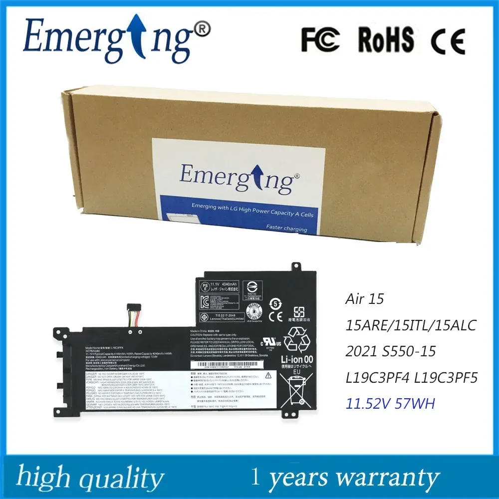 11.52V 57Wh Battery L19C3PF5 For Lenovo IdeaPad 5-15ALC05 15ARE05 15IIL05 15ITL05 L19L3PF2 L19M3PF6 L19D3PF3
