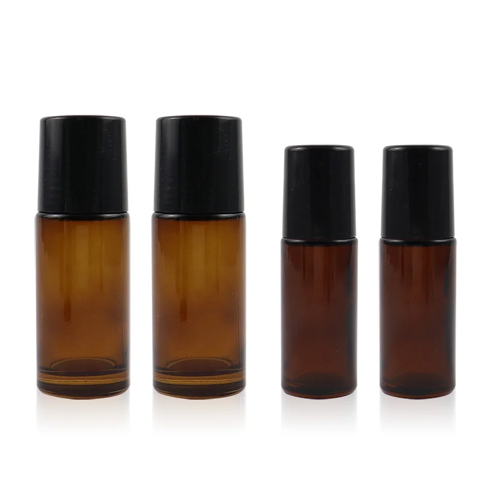 

10 x 30ml 50ml Amber Glass Roll On Perfume Bottle 50cc Empty Brown Essential Oil Roll-On Containers for use Cosmetic Packaging