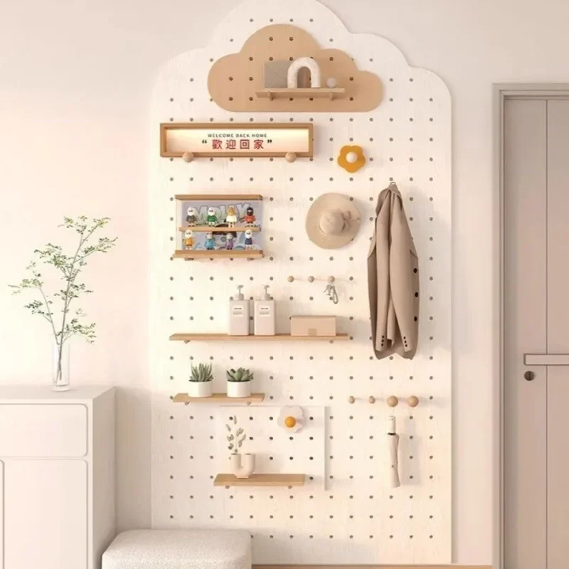Entrance hole board shelf wooden display storage wall cloud storage rack wall hanger painting