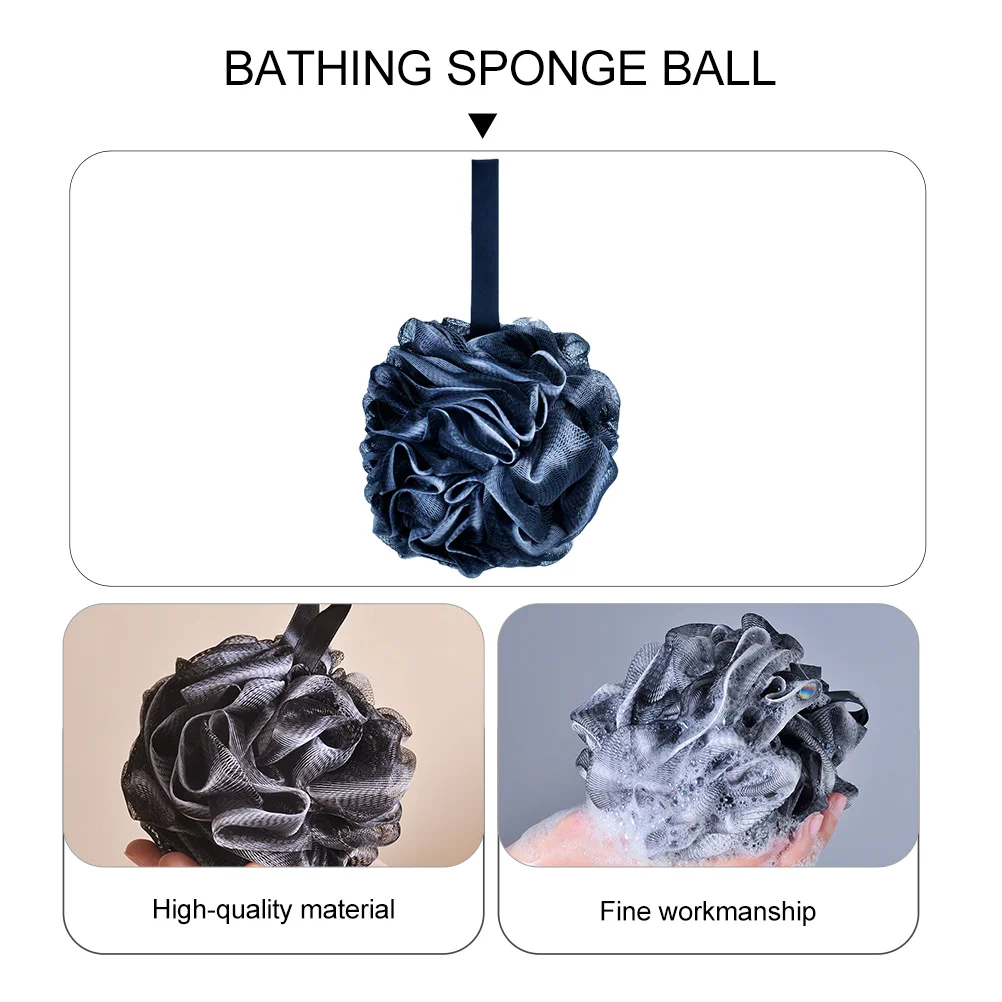 

4 Pcs Black Gradient Charcoal Bath Ball 60g Shower Sponge Body Wash Bathroom Peeling Loofah Bath Ball Bathing Sponge