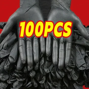 Handschuhe Einweg-Handschuhe aus latexfreiem schwarzem Nitril-PVC, Hausarbeit, Reinigung, Auto, Industrie, Gartenarbeit, Haustierpflege, Kochutensilien