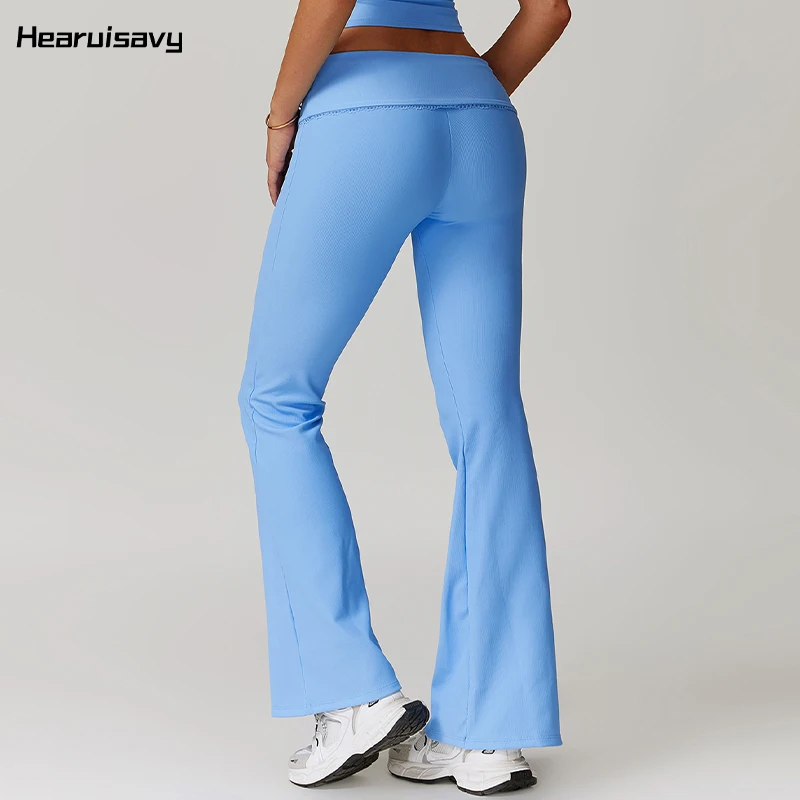 Hearuisavy Loose High Waist Yoga Bell-Bottomed Trousers Casual Push Up Flared Pants Women Fitness Flares Latin Dancing Pants