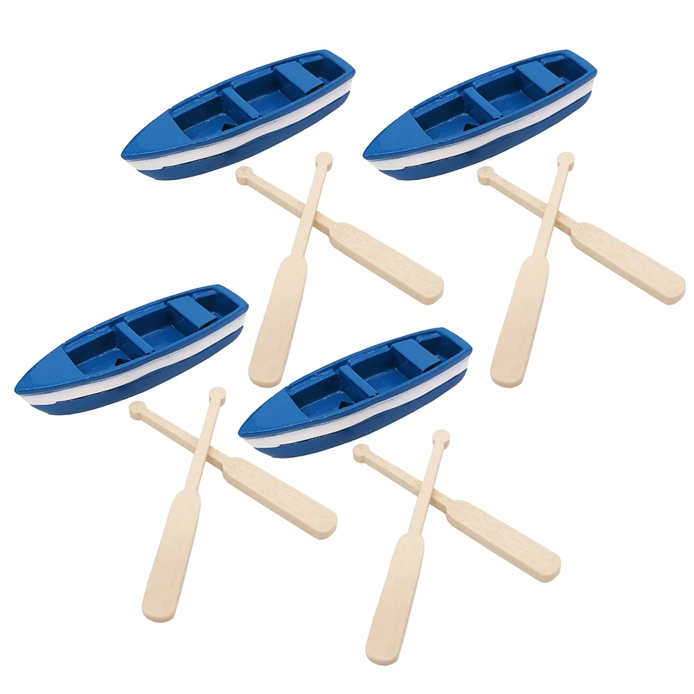 

4 set Miniature Wooden Boat With Paddle For Home Garden Decor Diy Micro Landscape Ornament Kit Aesthetic Photo Prop