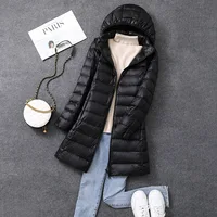 Women's X-long Office Lady Hat Detachable Puffer Jackets 2025 New Arrival Autumn Winter White Duck Down Warm Coat 2