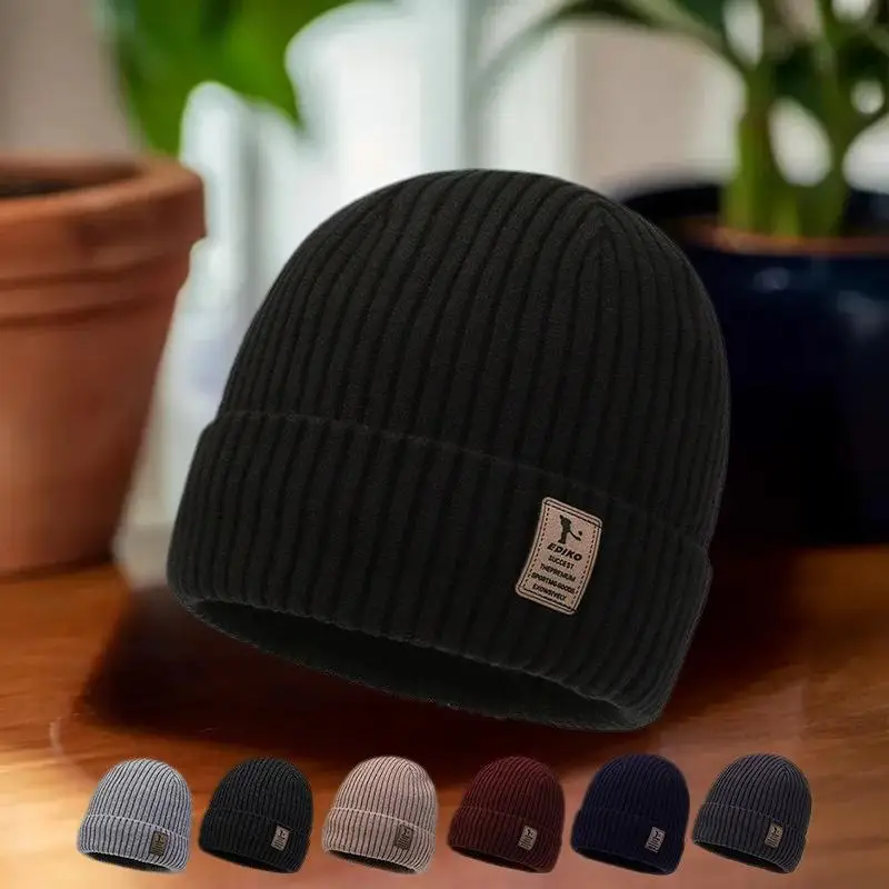 سميكة الصوف الشتاء محبوك قبعة للرجال الدافئة غزل القطن دراجة ركوب يندبروف قبعة للحماية الباردة الخريف الشتاء الموسم