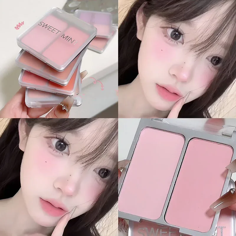 Monochrome Soft Mist Blush Powder Palette Natural Matte Rose Orange Blusher Powder Face Makeup Two-tone Contour Korean Cosmetic