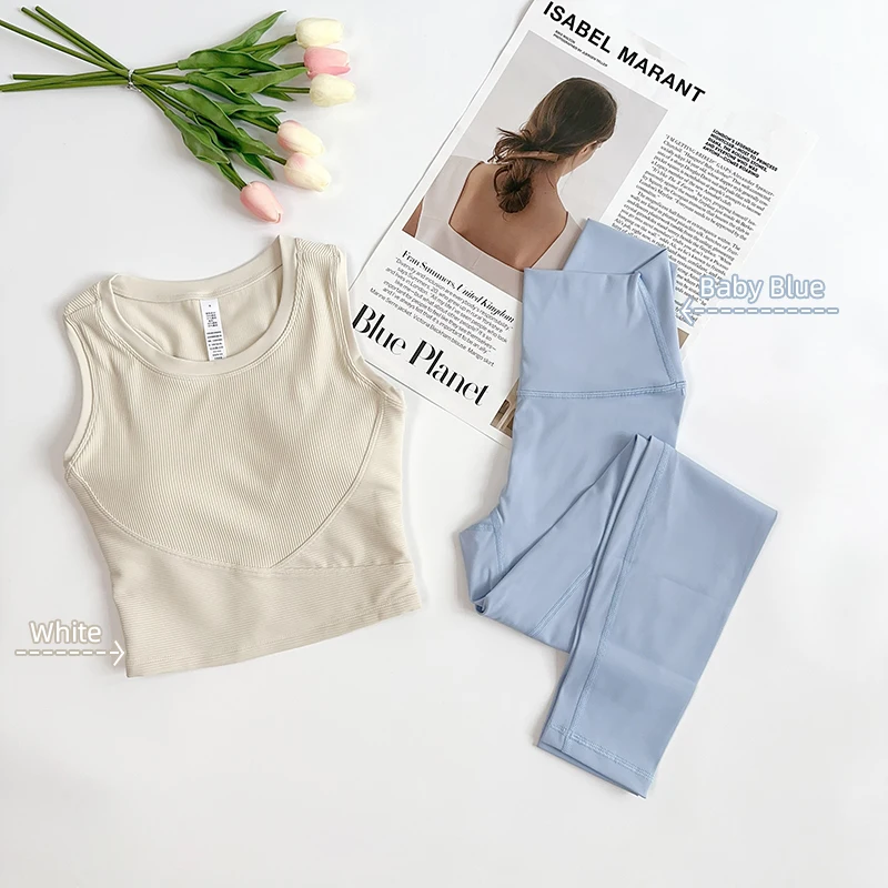 

New Yoga Sports Vest High-Strength Shockproof Breathable Fixed Chest Pad Women's Fitness Running Pilates Training Vest Tops