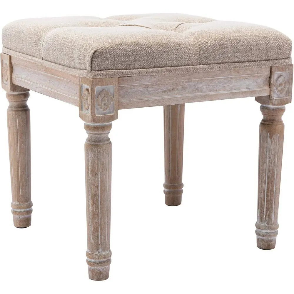 

chairus Square oot Stool with Button Tuted Seat, Small abric Upholstered Short Ottoman ootrest Stool Bench, Padded rench Accent