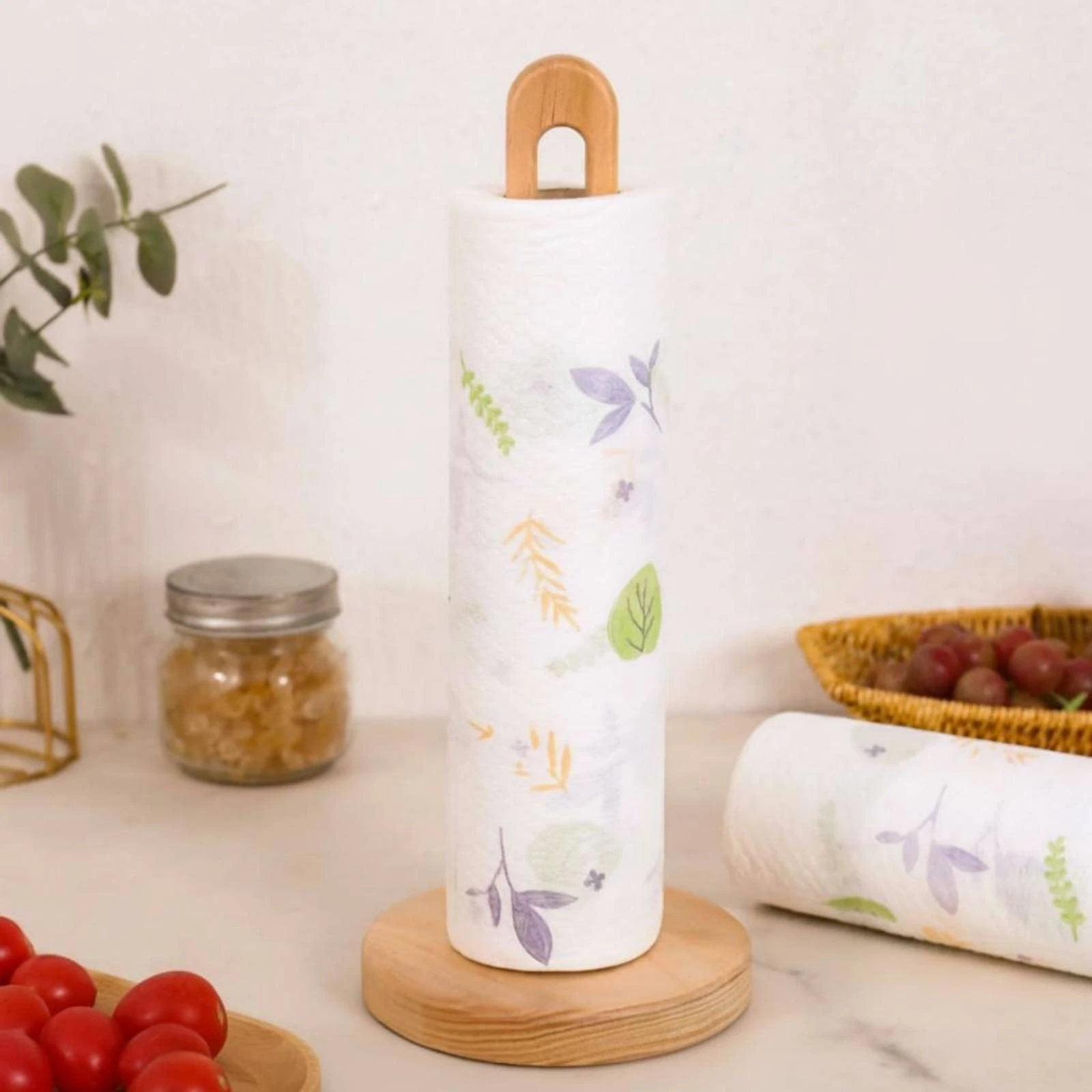 Solid Wood Paper Towel Dispenser Polished Finish Wooden Paper Towel Holder for Dining Table