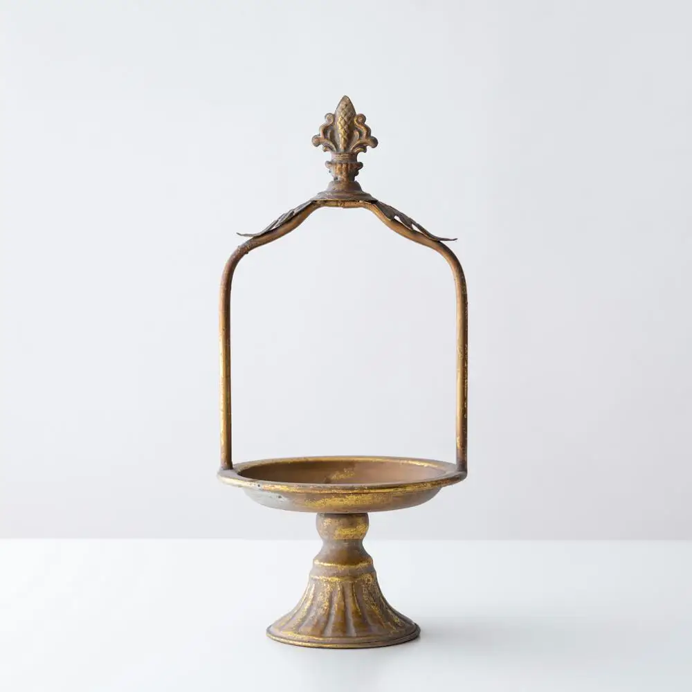

Wedding Cake Tray Metal Cupcake Stand Decorative Plate Jewelry Tray Golden Candlestick