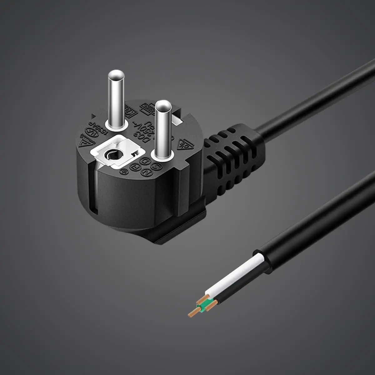 EU 3 Pin Open End Power Cord 16AWG 1.5mm² Heavy Duty Replacement Cable 10A 250V for Power Tools Appliance Equipment TOWE