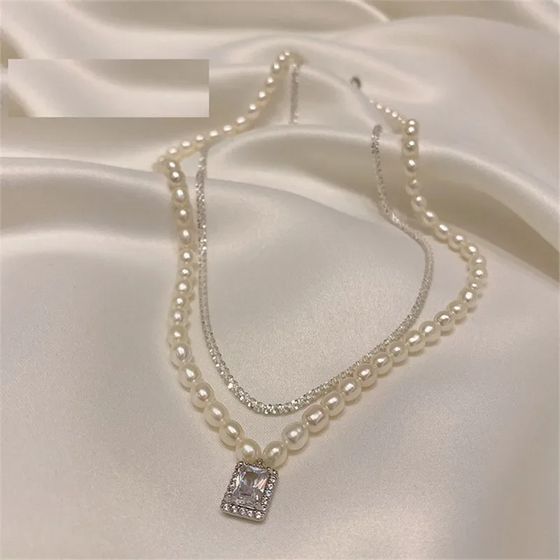 Super Beautiful Natural Pearl Double Necklace Luxury Pearl Pendant 2024 Fashion Women's Necklace Party Gift Jewelry Accessories view 6