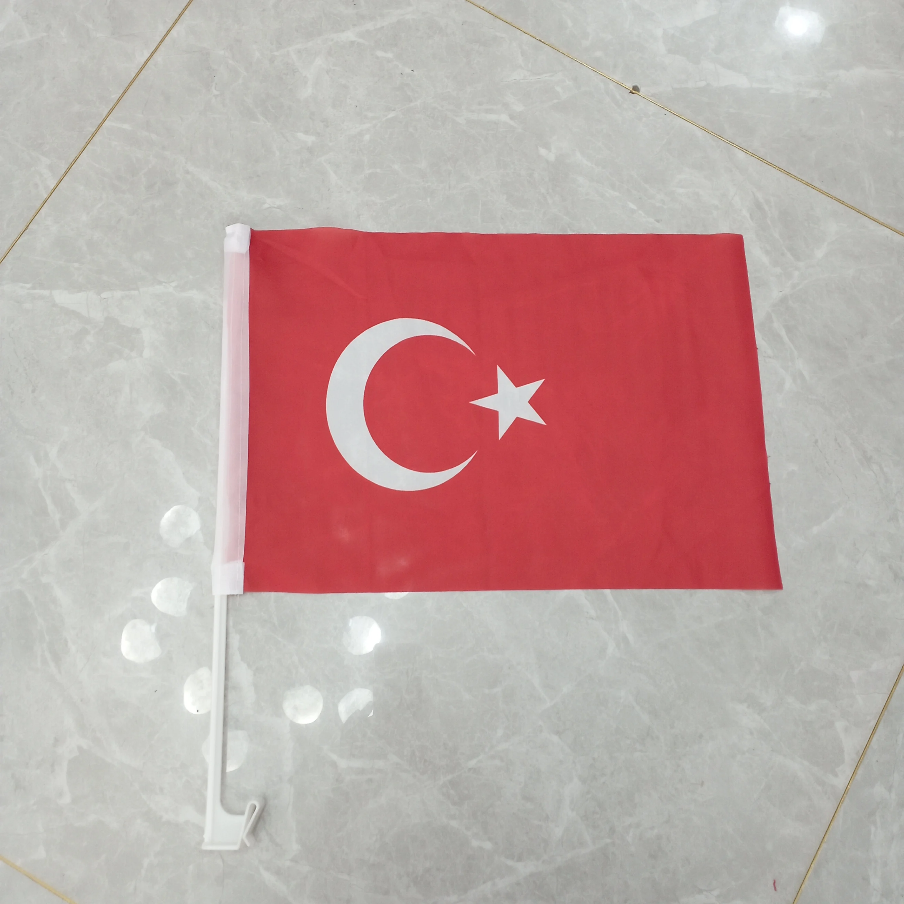 Bandera de Turquía para Coche, 30x45cm, Bandera Decorativa para Colgar en el Coche, 12x18 Pulgadas con Asta de Plástico