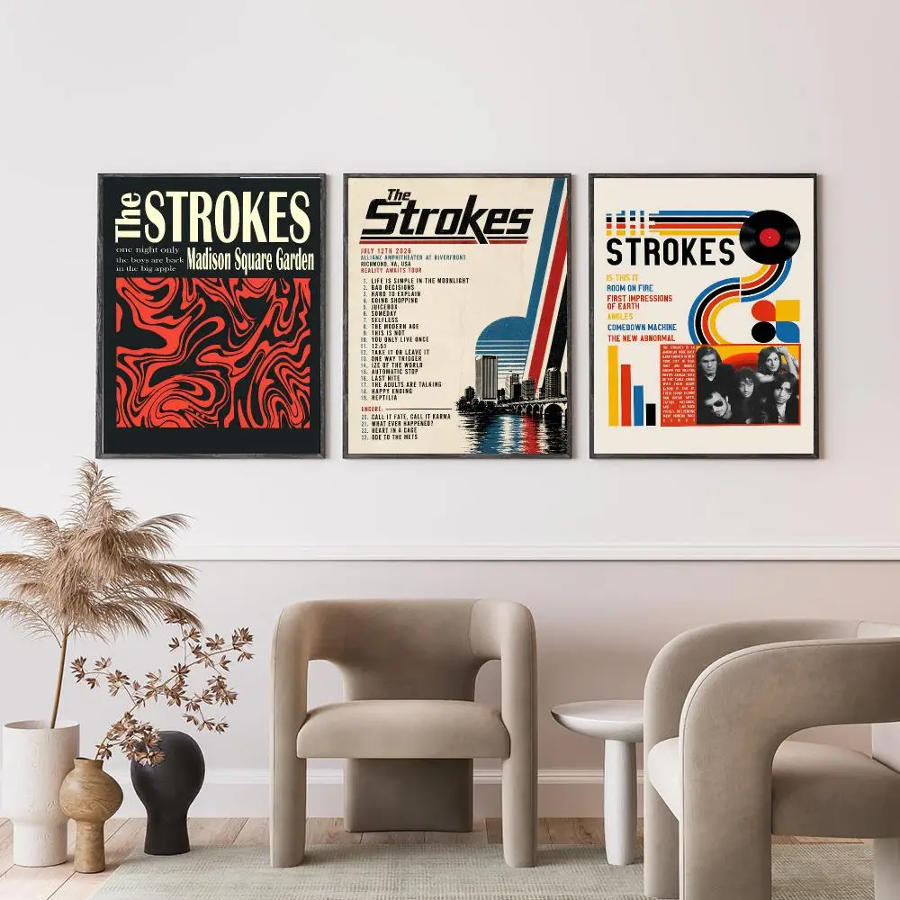 band The Strokes Poster Poster HD Self-Adhesive Art Print Waterproof Wall Decor for Bedroom Living Room Decor Gift