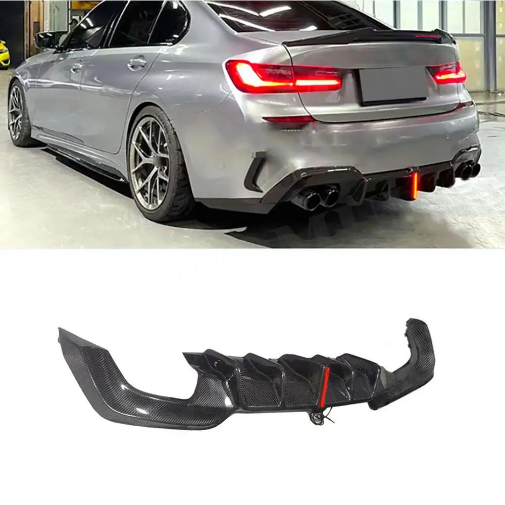 

VACOMUL For BMW G20 G28 M Sport M340i 2020 2021 2022 Carbon Fiber Rear Bumper Lip Diffuser Spoiler With LED Light BodyKits Car