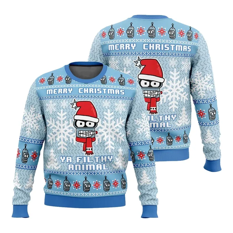 Futurama 'Fa La La' 2026 عيد ميلاد سعيد سترة قبيحة الرجال النساء الكرتون الرسوم المتحركة متعة هدية الكريسماس