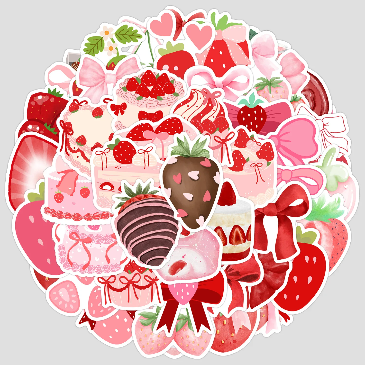 

10/30/50PCS Cartoon Fun Cute Pink Strawberry Graffiti Stickers Creative Decorative Water Cup Scooter Suitcase Waterproof Decal