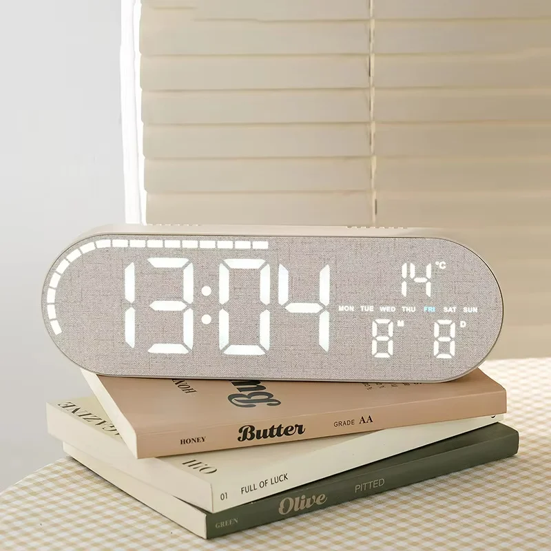 LED Digital Alarm Clock - Large Display Smart Desk Clock with Temperature Display, Adjustable Brightness for Bedroo