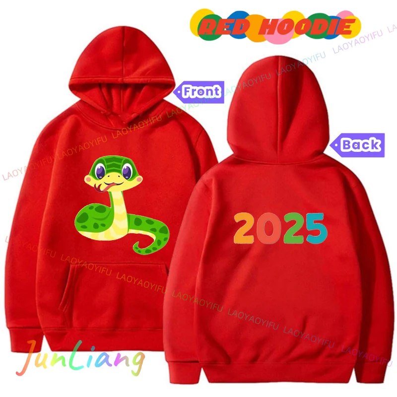 2025 Happy New Year of The Snake Woman Cartoon Printed Sweatshirt Autumn Winter Hoodie Girl's New Year Gift Hoodies Y2k Clothes