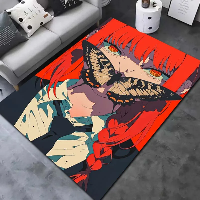 Chainsaw Man Hot Manga Art Graphic Flannel Area Rug Non-Slip Soft Floor Mat For Couch Bedroom Living Room Indoor Home Decor Gift