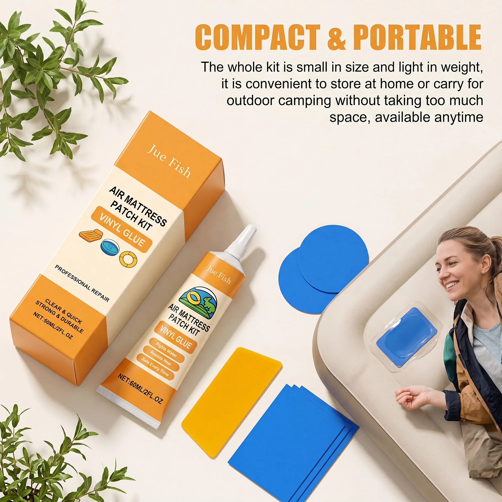 Air Mattress Repair Kit Waterproof Strong Bond Quick Dry Patch Glue Portable Repair for Home Camping Inflatable Products Repair
