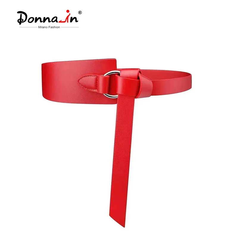 

Donna-in Sheepskin Women Belt Genuine Leather Soft Wide Knotted Waist Belt High Quality Luxury Fashion Waistband for Dresses