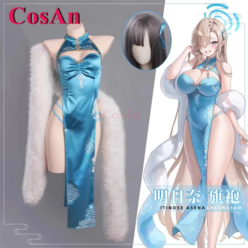 

CosAn Game Blue Archive Itinose Asena костюмы для косплея элегантный сладкий синий Cheongsam женский костюм для вечеринки на Хэллоуин для ролевых игр