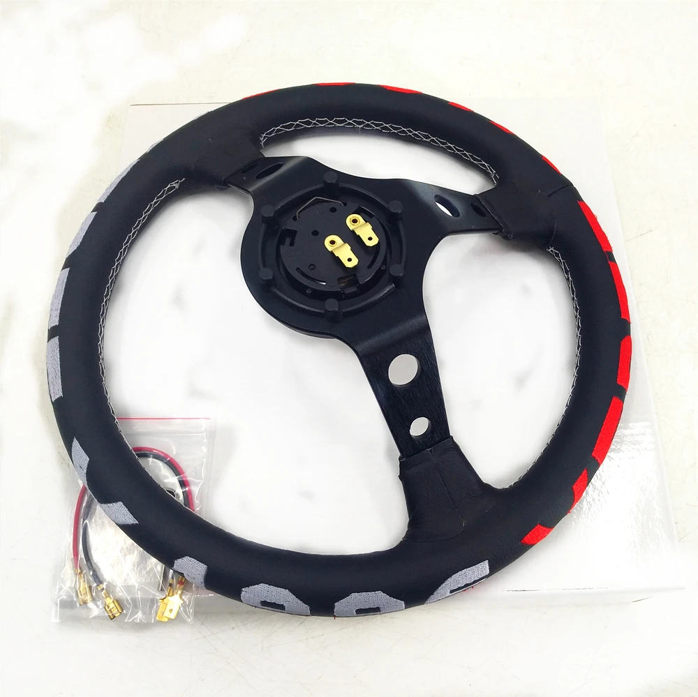 Racing sports steering wheel 350mm Caliber Ultrafiber Material Car Steering Wheel General Purpose Modified