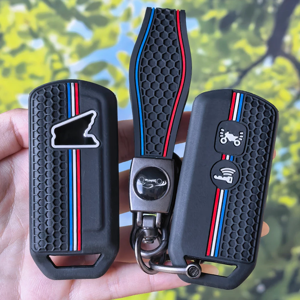 Anti‑Slip Honeycomb Key Case With Keychain For Honda PCX150 Hybrid X‑ADV SH125 SH300 Forza 300 Forza125 Remote Protector
