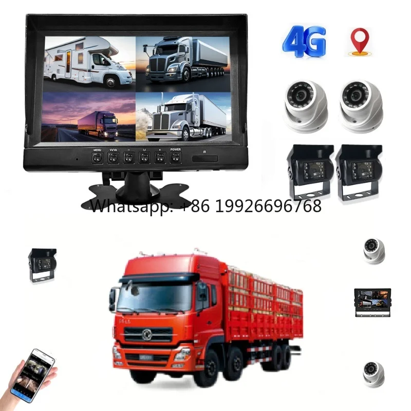 

9-Inch CMSV6 1080P 4CH Split Screen Car Camera 720P Reverse Camera 1080P 4G WIFI GPS H.264 Split Screen DVR for Trucks